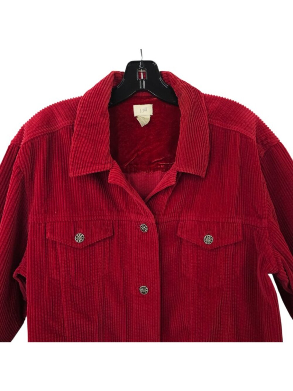 J. Jill Corduroy Jacket L Y2K Velvet Trim Vintage Whimsy Shacket Button Front - Picture 9 of 16